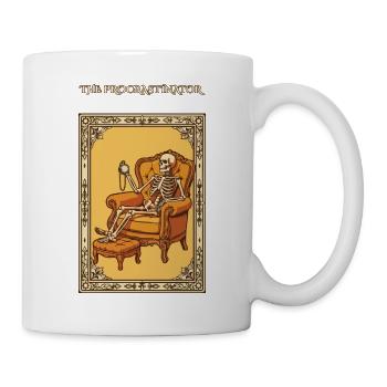 Das lustige Tarot-Skelett des Aufschiebers - Tasse - Weiß - Rechts