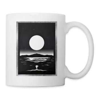 Mondbeschienene Silhouette über ruhigem Meer - Tasse - Weiß - Rechts