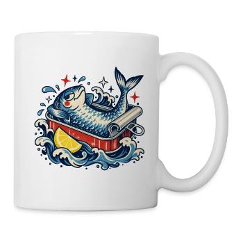 Fisch in Badewanne mit Zitrone - Tasse - Weiß - Rechts