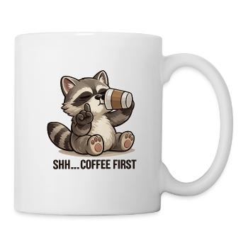 Waschbär mit Kaffee für Morgenmuffel - Tasse - Weiß - Rechts
