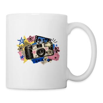 Retro Kamera Collage Popfarben - Tasse - Weiß - Rechts