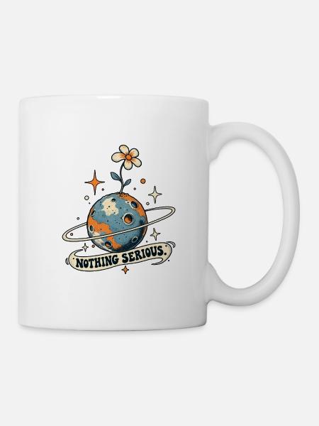 Planet mit Blume – Nichts Ernst - Tasse - Weiß