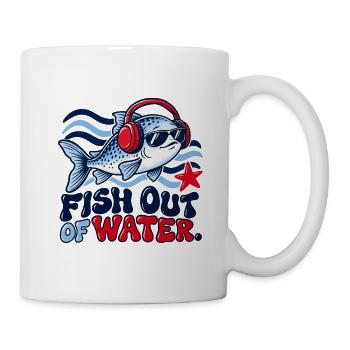 Fisch Out of Water mit Kopfhörern - Tasse - Weiß - Rechts