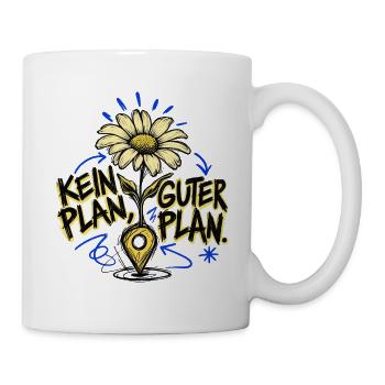 Kein Plan, Gut Plan – Blumen Doodle - Tasse - Weiß - Rechts