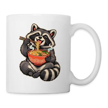 Süßer Waschbär mit Ramen und Essstäbchen - Tasse - Weiß - Rechts