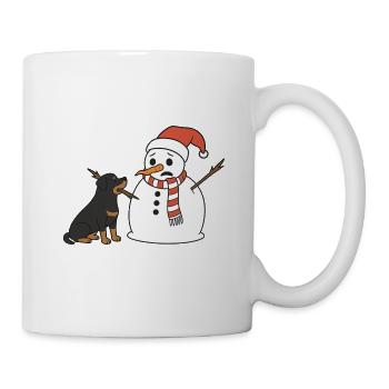 Rottweiler klaut Schneemann den Stockarm - Tasse - Weiß - Rechts