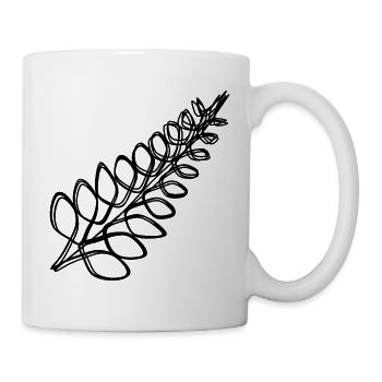 Farn handgezeichnet - Tasse - Weiß - Rechts