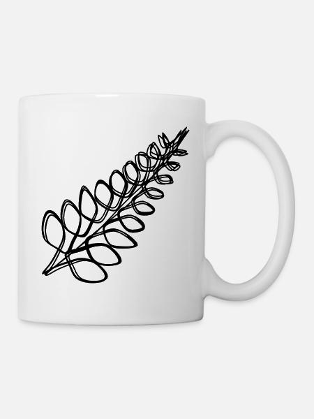 Farn handgezeichnet - Tasse - Weiß