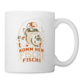 Komm her Fischi Fischi Angler - Tasse - Weiß - Rechts