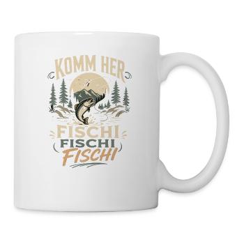Komm her Fischi Fischi Angler - Tasse - Weiß - Rechts