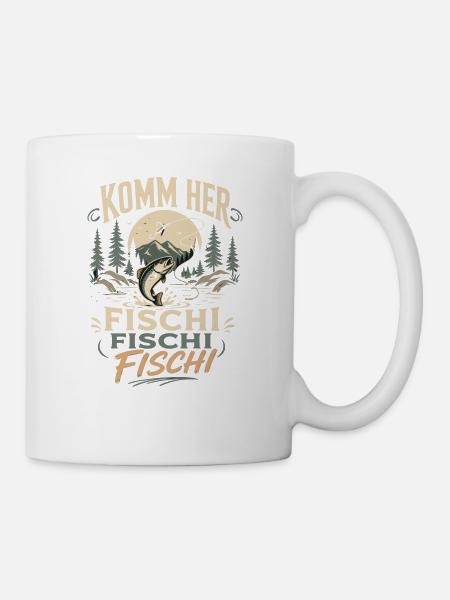 Komm her Fischi Fischi Angler - Tasse - Weiß
