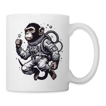 Affe im Raumanzug – Schwarz-Weiß - Tasse - Weiß - Rechts