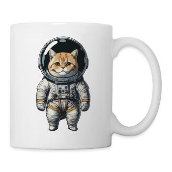 Katze im Raumanzug – mit Weltraumhelm - Tasse - Weiß - Rechts