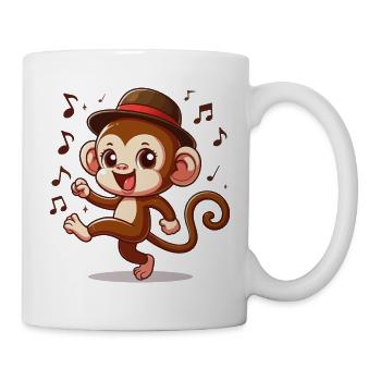 Tanzender Affe mit Hut und Musiknoten - Tasse - Weiß - Rechts