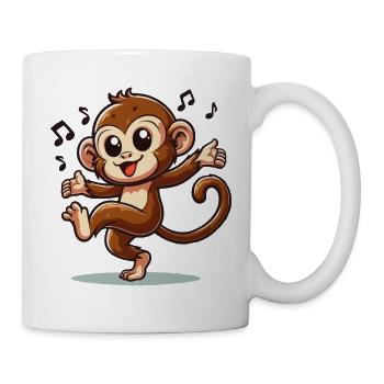 Tanzender Affe mit Musiknoten - Tasse - Weiß - Rechts