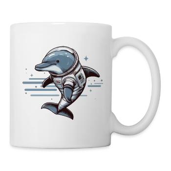 Delfin im Raumanzug – Blau - Tasse - Weiß - Rechts