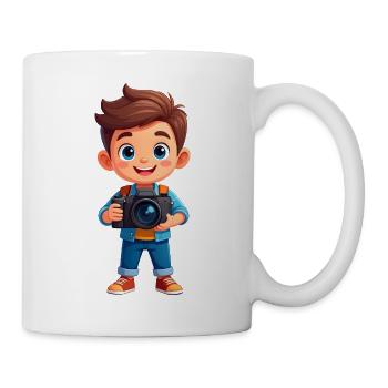 Comic Junge Fotoapparat Kamera Fotograf T-Shirt - Tasse - Weiß - Rechts