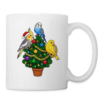 Nymphensittich, Wellensittich, Kanarienvogel, - Tasse - Weiß - Rechts