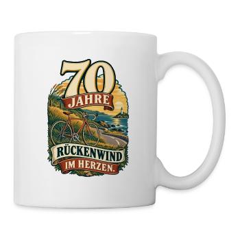 70 Jahre Rückenwind im Herzen - Tasse - Weiß - Rechts