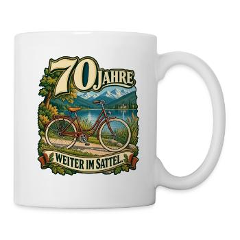70 Jahre Weiter im Sattel - Tasse - Weiß - Rechts
