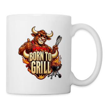 Born to Grill – Cooler Stier am Grill - Tasse - Weiß - Rechts