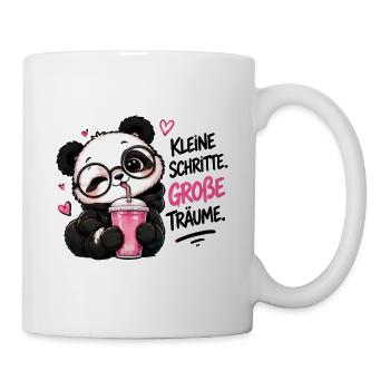 Panda mit Brille Kleine Schritte Große Träume - Tasse - Weiß - Rechts