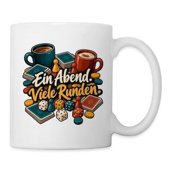 Spieleabend mit Würfeln & Ein Abend Viele Runden - Tasse - Weiß - Rechts