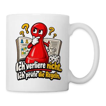 Lustiges Brettspiel Shirt - Ich prüfe die Regeln - Tasse - Weiß - Rechts