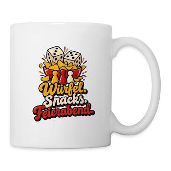 Spieleabend Shirt Spruch Würfel Snacks Feierabend - Tasse - Weiß - Rechts