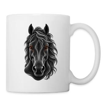 Porträt eines Pferdes in feinen weißen Linien - Tasse - Weiß - Rechts