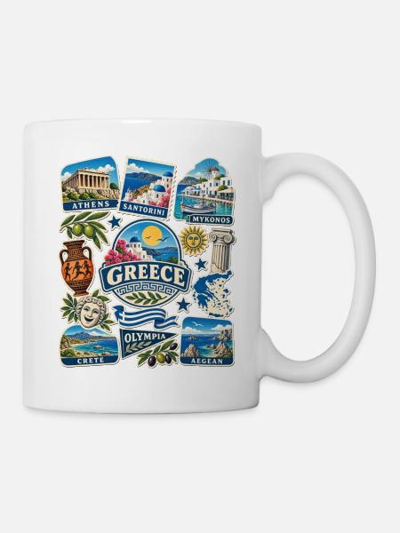 Griechenland Reisesticker - Tasse - Weiß