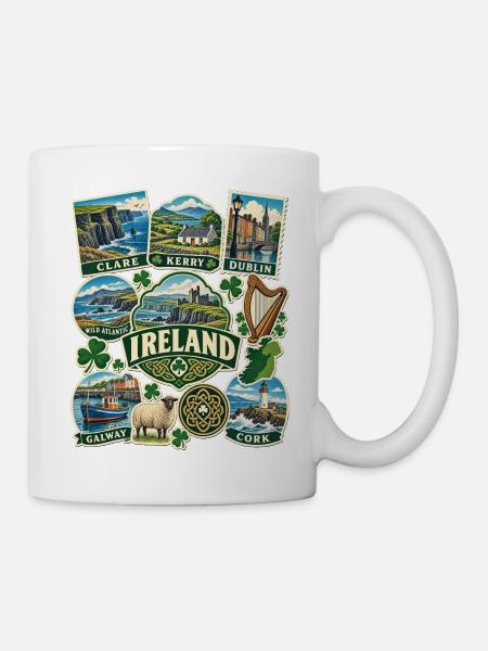 Irland Reisesticker - Tasse - Weiß