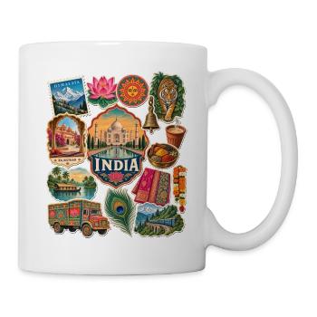 Indien Reisesticker - Tasse - Weiß - Rechts