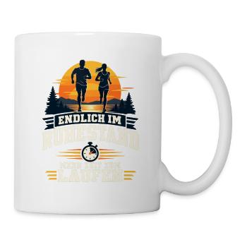 ENDLICH IM RUHESTAND MEHR ZEIT ZUM LAUFEN Läufer - Tasse - Weiß - Rechts