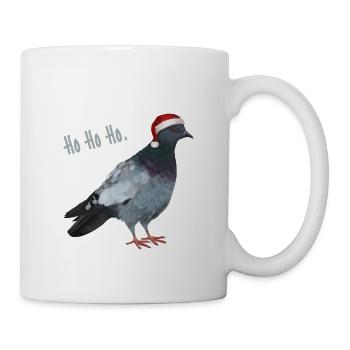Ho Ho Ho - Taube mit Weihnachtsmütze - Tasse - Weiß - Rechts