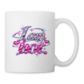 I am hot Glitzer Pink Schriftdesign - Tasse - Weiß - Rechts