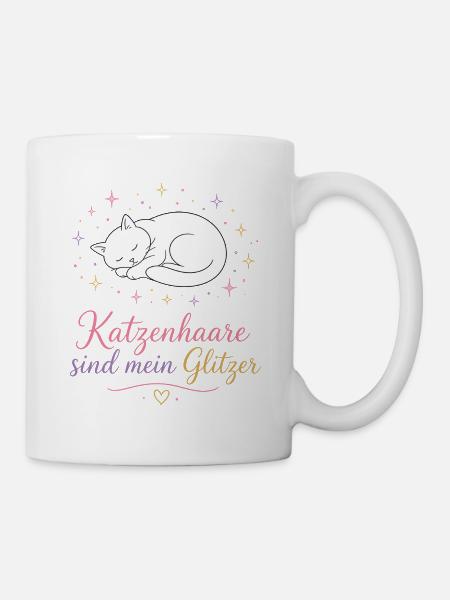 Katzenhaar Glitzer-Statement - Tasse - Weiß
