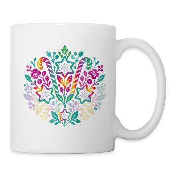 Zimtsterne und Zuckerstangen im Blumenmuster - Tasse - Weiß - Rechts