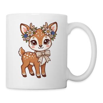 Blumenkranz Reh - Tasse - Weiß - Rechts