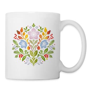 Christrosen & Hagebutten im floralen Winterdesign - Tasse - Weiß - Rechts