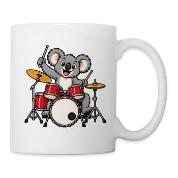 Koala spielt Schlagzeug - Tasse - Weiß - Rechts