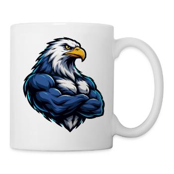 Adler Muskelkraft Comic-Illustration - Tasse - Weiß - Rechts