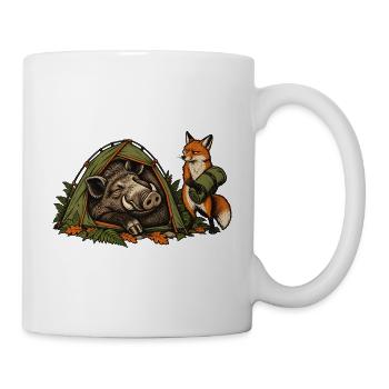 Wildschwein und Fuchs beim Zelten - Tasse - Weiß - Rechts