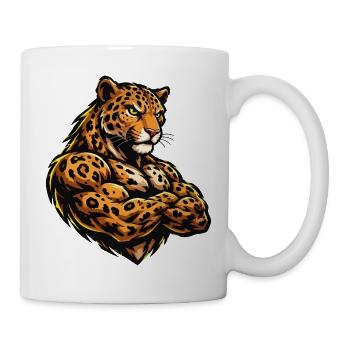 Muskel Leopard Krieger - Tasse - Weiß - Rechts