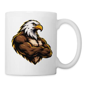 Muskulöses Adler-Maskottchen - Tasse - Weiß - Rechts