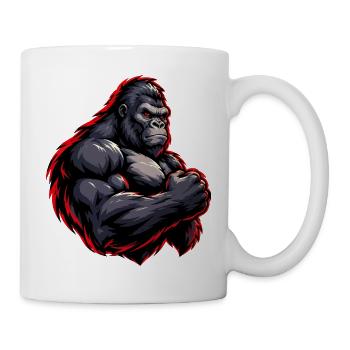 Kraftvoller Gorilla mit rotem Outline - Tasse - Weiß - Rechts