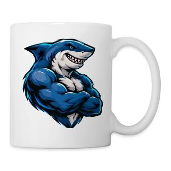 Hai Comic Muskeln - Tasse - Weiß - Rechts