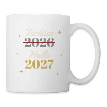 Tschüss 2026 – Hallo 2027 Silvester Shirt - Tasse - Weiß - Rechts