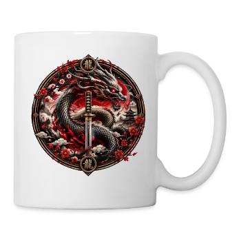 Drachenklinge im Blütenkreis - Tasse - Weiß - Rechts