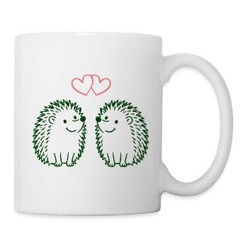 Herzchen-Igel Duo Liebesillustration - Tasse - Weiß - Rechts